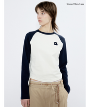 Load image into Gallery viewer, FALLETT Flower Logo Raglan Long Sleeve Navy