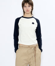 Load image into Gallery viewer, FALLETT Flower Logo Raglan Long Sleeve Navy