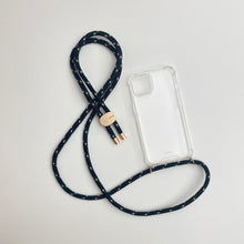 Load image into Gallery viewer, ARNO iPhone Case with Rope Strap Pink Dot Navy