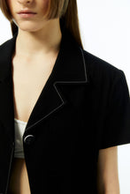 Load image into Gallery viewer, EMKM Unbalance Collar Stitch Jacket Black
