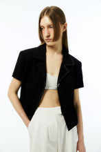 Load image into Gallery viewer, EMKM Unbalance Collar Stitch Jacket Black