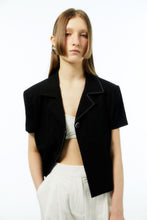 Load image into Gallery viewer, EMKM Unbalance Collar Stitch Jacket Black