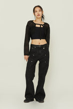 Load image into Gallery viewer, TARGETTO Crochet Bolero Cardigan Black