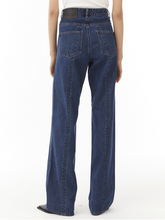 Load image into Gallery viewer, EMKM Signature Semi Wide Denim Pants Dark Blue