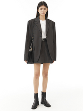 Load image into Gallery viewer, EMKM Stitch Point Mini Skirt Charcoal