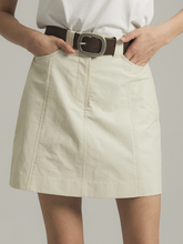 Load image into Gallery viewer, EMKM Stitch Point Mini Skirt Beige