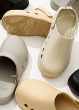 Load image into Gallery viewer, 23.65 Bisbee Rubber Mules Ecru