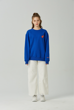 Load image into Gallery viewer, GRIMPER Shyly Heart Sweater Blue