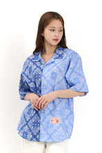 Load image into Gallery viewer, BEYOND CLOSET Collection Line Archive Bandana Patch Open Collar Shirt Blue