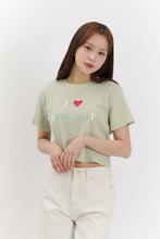 Load image into Gallery viewer, BEYOND CLOSET Women's Edition New Boy Pattern Crop T-Shirt Mint