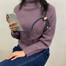 Load image into Gallery viewer, ARNO iPhone Case with Rope Strap Pink Dot Navy