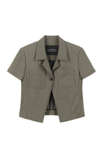 Load image into Gallery viewer, EMKM Unbalance Collar Stitch Jacket Charcoal