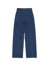 Load image into Gallery viewer, EMKM Signature Semi Wide Denim Pants Dark Blue