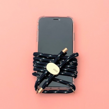 Load image into Gallery viewer, ARNO iPhone Case with Rope Strap Pink Dot Navy