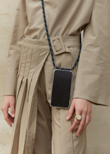 Load image into Gallery viewer, ARNO iPhone Case with Rope Strap Pink Dot Navy