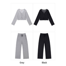 Load image into Gallery viewer, CONCHWEAR Sugar Crop Cardigan Bootcut Pants Set 2Color
