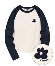 Load image into Gallery viewer, FALLETT Flower Logo Raglan Long Sleeve Navy
