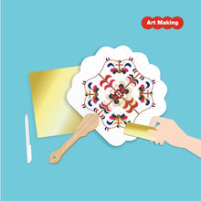 Load image into Gallery viewer, [ARTSOOMBI] MUSEUM IN HAND Korean Heritage &quot;Buchae&quot; Gold-Foiled Hand Fan Craft Kit
