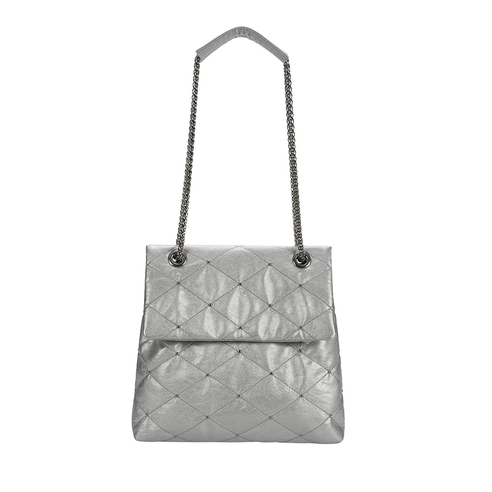 KWANI Lozenge Studded Bag Cool Silver