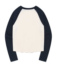 Load image into Gallery viewer, FALLETT Flower Logo Raglan Long Sleeve Navy
