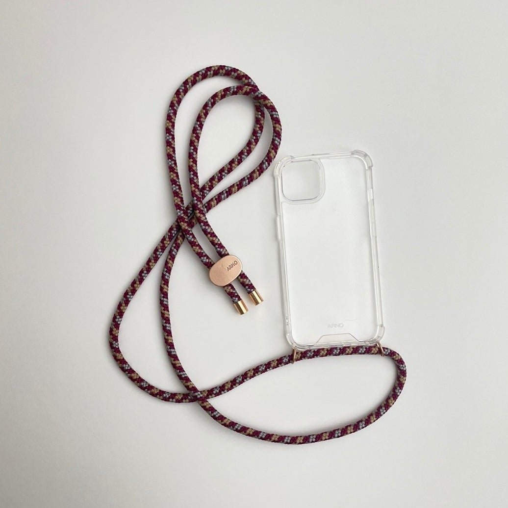 ARNO iPhone Case with Rope Strap Burgundy Mix