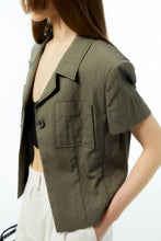 Load image into Gallery viewer, EMKM Unbalance Collar Stitch Jacket Charcoal
