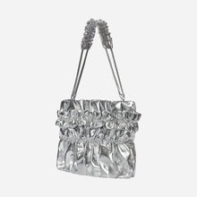 Load image into Gallery viewer, KWANI Tate Ruched Bag Small Silver
