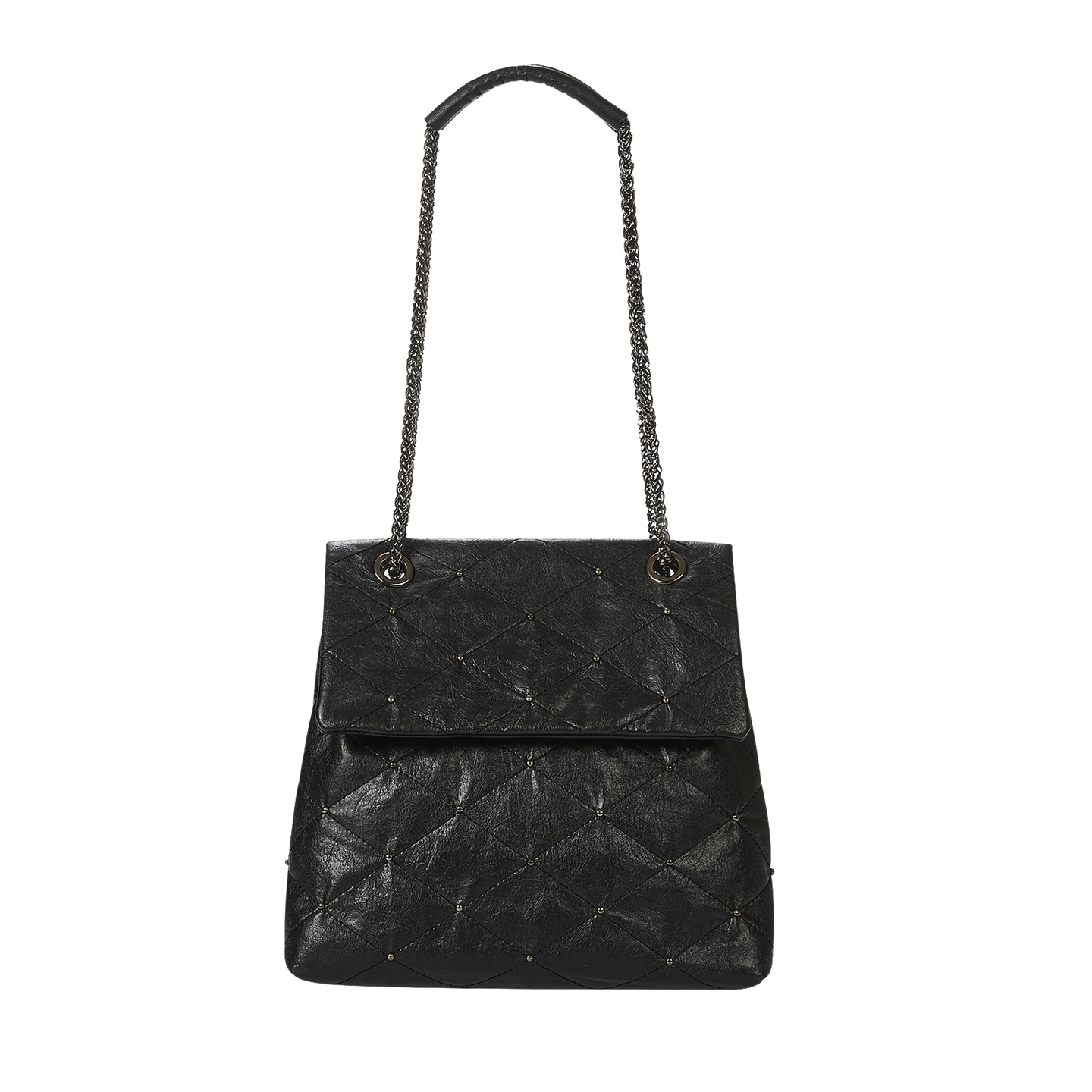 KWANI Lozenge Small Midnight Black Studded Bag