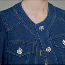 Load image into Gallery viewer, [DK SHOP] Puff Sleeve Cubic Button Cropped Denim Jacket
