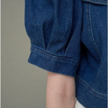 Load image into Gallery viewer, [DK SHOP] Puff Sleeve Cubic Button Cropped Denim Jacket
