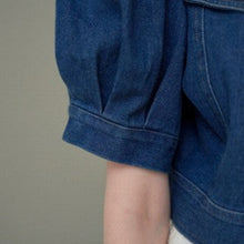 Load image into Gallery viewer, [DK SHOP] Puff Sleeve Cubic Button Cropped Denim Jacket

